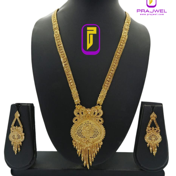 amruta traditional gold plated shining long set med PRAJLNS07