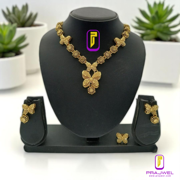 butterfly short necklaces with ring & earring set PRAJSBTS-60