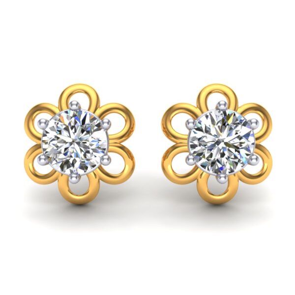 silver zircon floral 6 petal earring