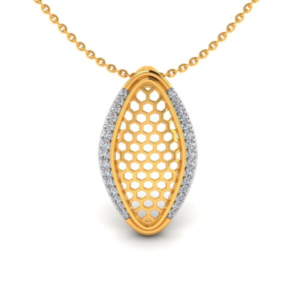 honeycomb studded oval halo pendant
